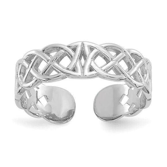 14k White Gold Polished w/ Design Toe Ring
